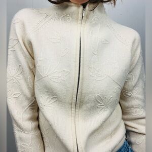 Rosanna Lambswool Cream Zip Sweater – Size M